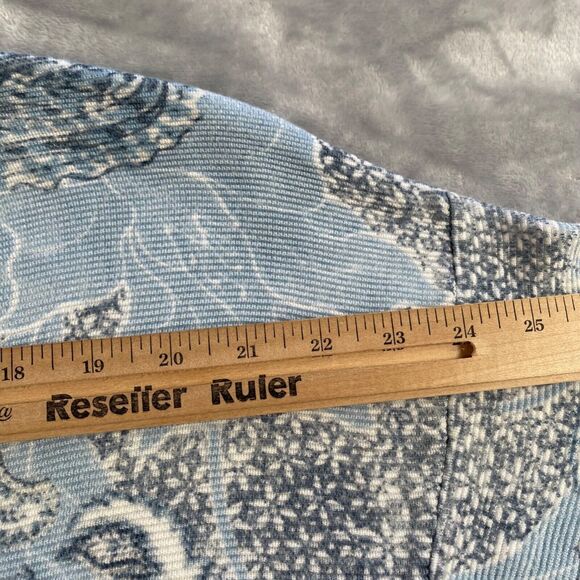 Chico's Pullover Womens 2 Blue Orange Paisley Print Side Button Sweater Knit - Picture 12 of 16